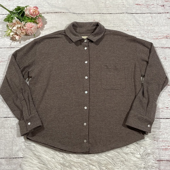 Donni Brushed Sweater Button Down Cho Brown Shirt Jacket Shacket - Picture 2 of 13